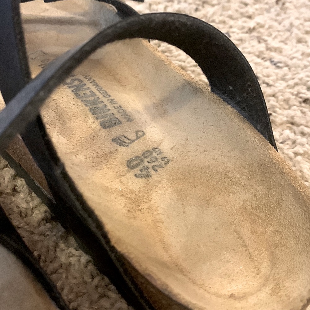 Black Strappy Cork Footbed Sandals - Women's Comfort Sandal - Picture 5 of 5